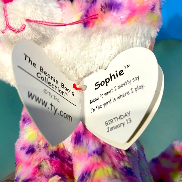 TY BEANIE BOOS NWT RETIRED SOPHIE LEOPARD CAT w/ATTACHED TAGS BIRTHDAY JAN 13 - Picture 10 of 10